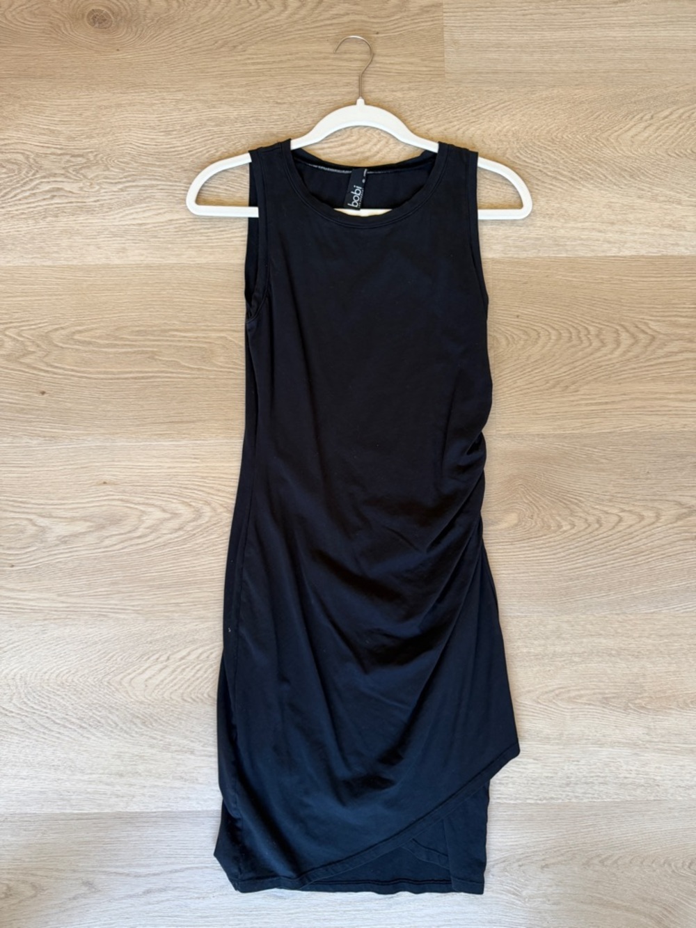 bobi Black Sleeveless Fitted Asymmetrical Hem Dress